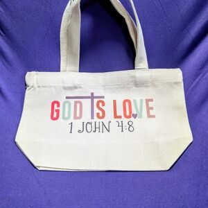 Canvas Tote Bag "God Is Love" - Multicolor Text